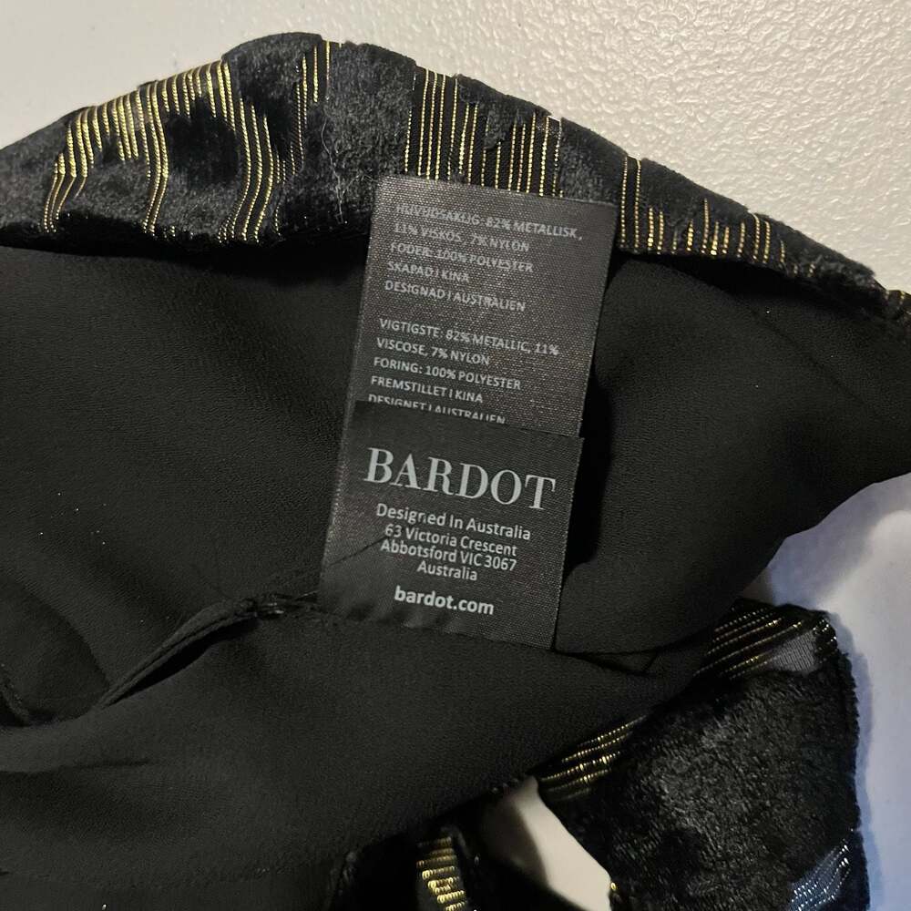 Bardot Black and Gold Lurex Leopard Ariella Mini Skirt Small 6 - Picture 8 of 9
